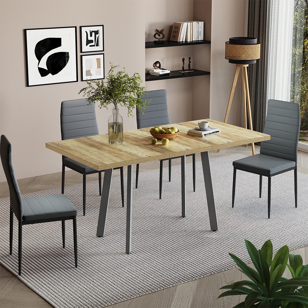 Vicco Esstisch Tisko, Eiche rustikal/Grau, 120-160 x 80 cm mit erweitbarer Tischpl... (1-St)