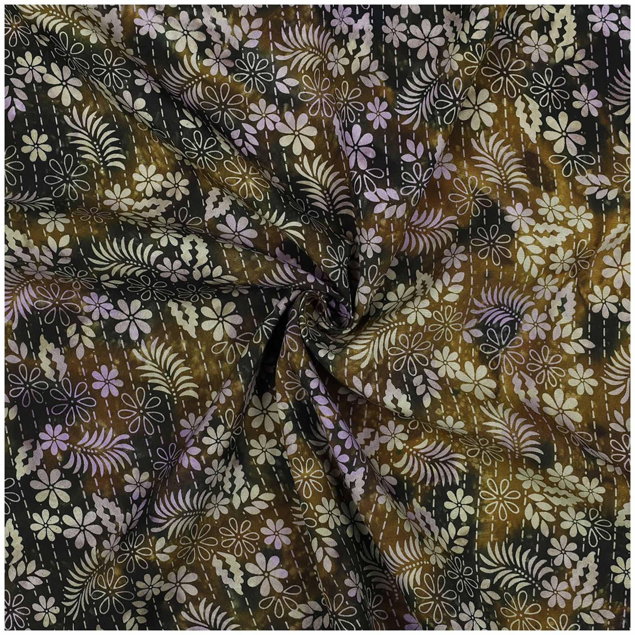 maDDma Stoff Viskosestoff Flora-Batik ab 0,5m x137 cm Sommerstoff Meterware, grün