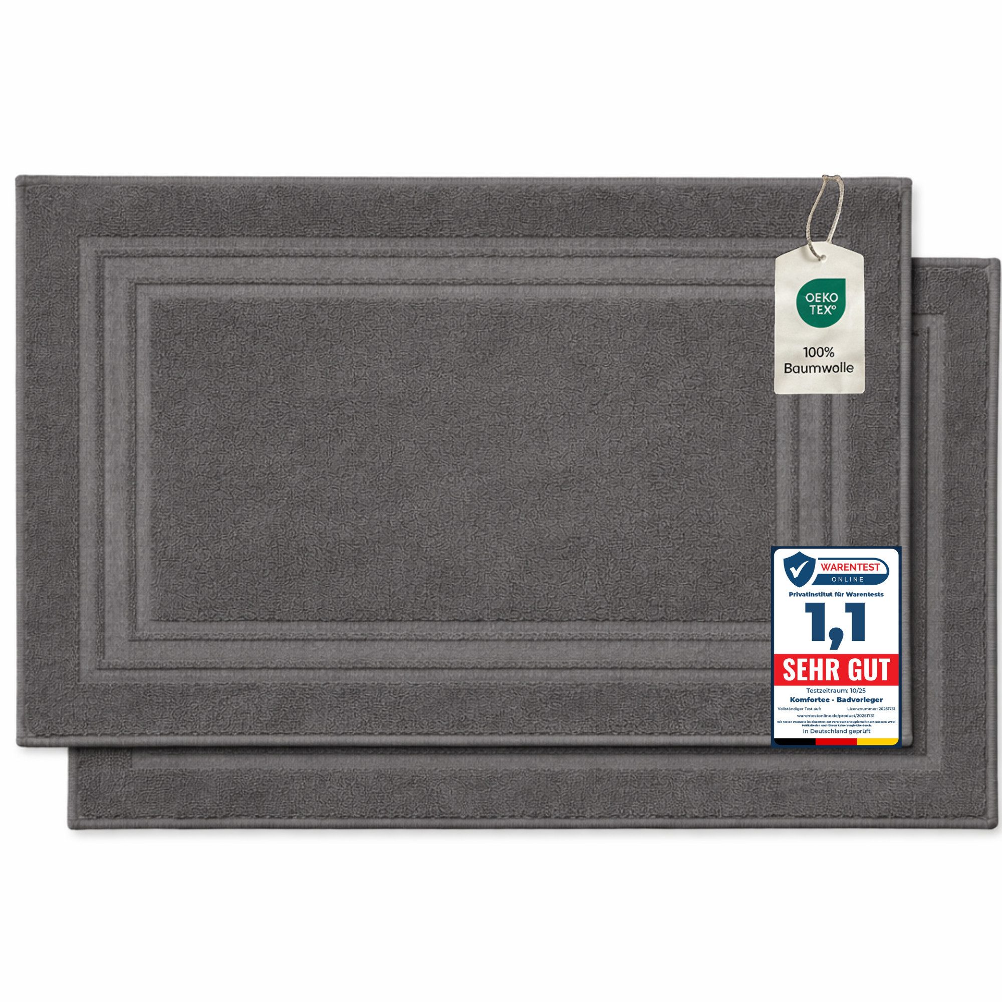 Komfortec Badematte Badvorleger aus 100% Baumwolle, 50x70 cm Duschvorleger, günstig online kaufen