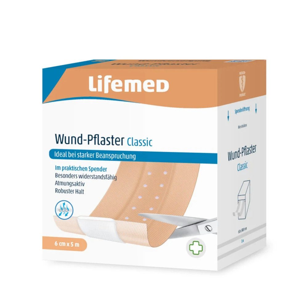 LifeMed Wundpflaster Wund-Pflaster 5 m x 6 cm, hautfarben