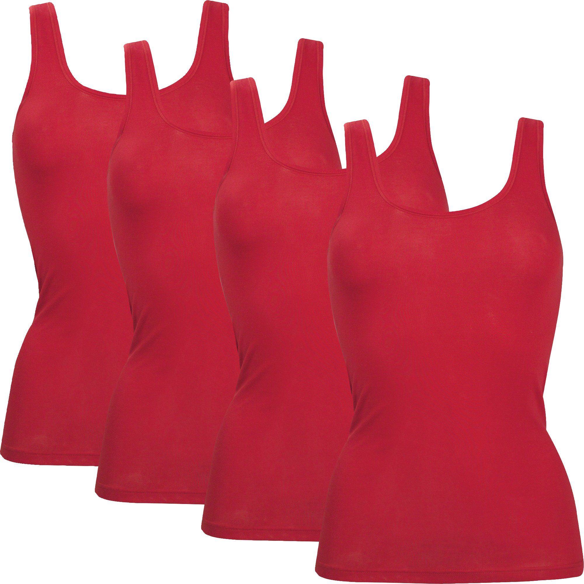 conta Unterhemd Damen-Unterhemd 4er-Pack Feinripp Uni rot