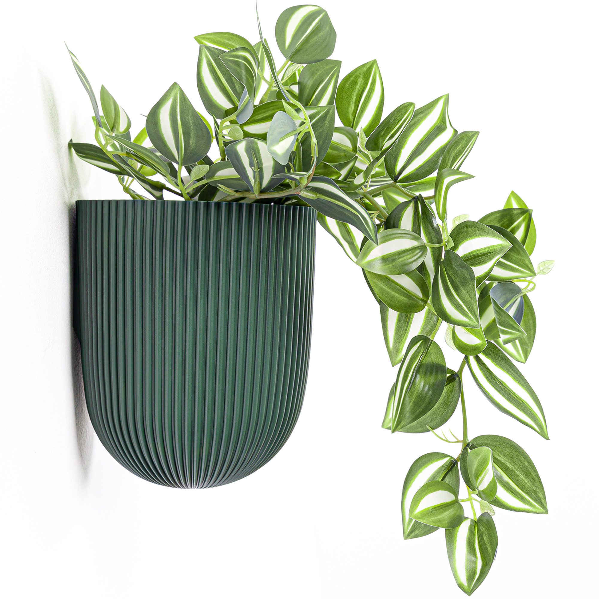 KONZEPT Blumentopf mit dezenter Wandbefestigung Ø 14,6 cm, Hängetopf 2,1 L, Matte, geriffelte Oberfläche, Volumen: 2,1 L
