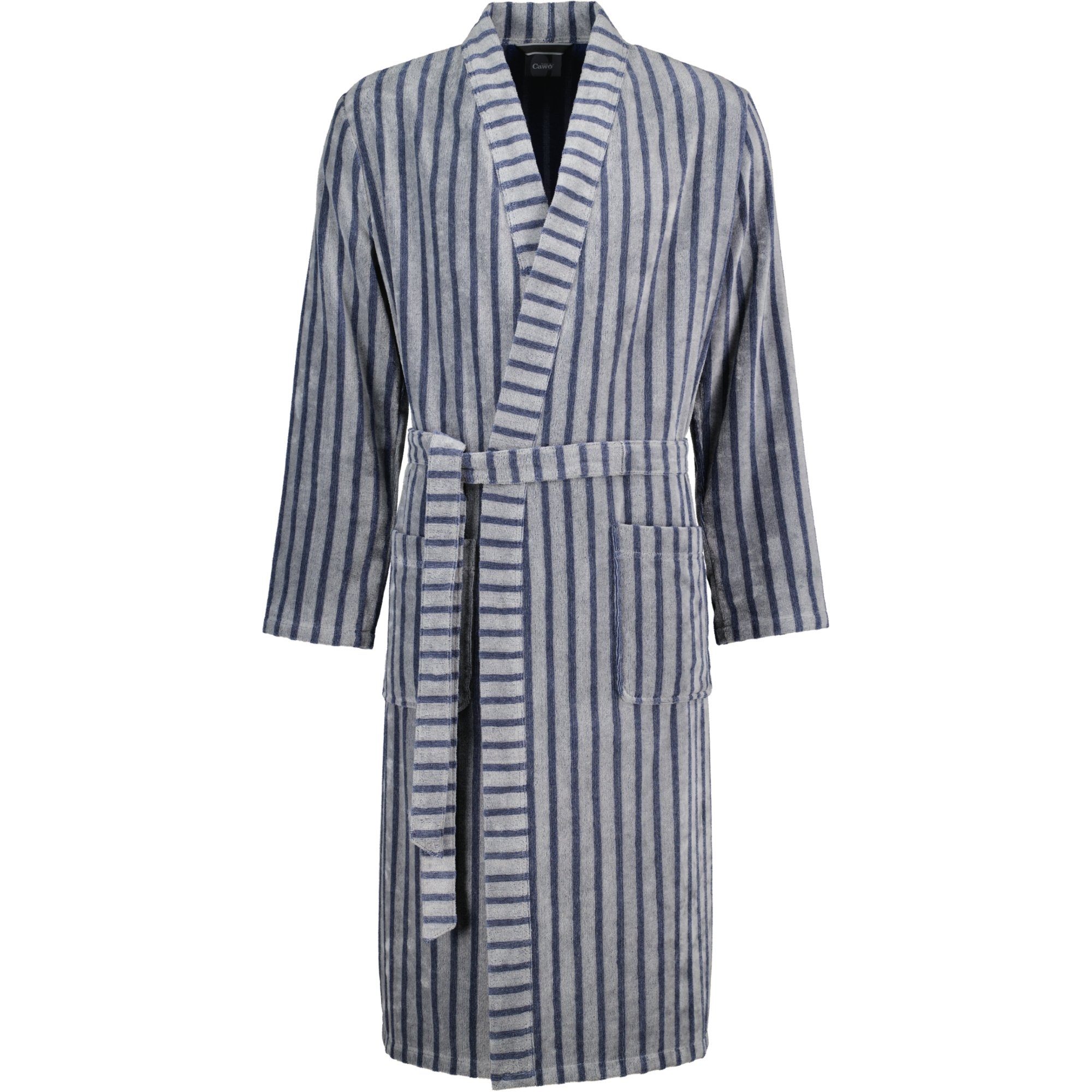 Cawö Herrenbademantel Streifen 5505 Kimono Velours, Kimono, 100% Baumwolle