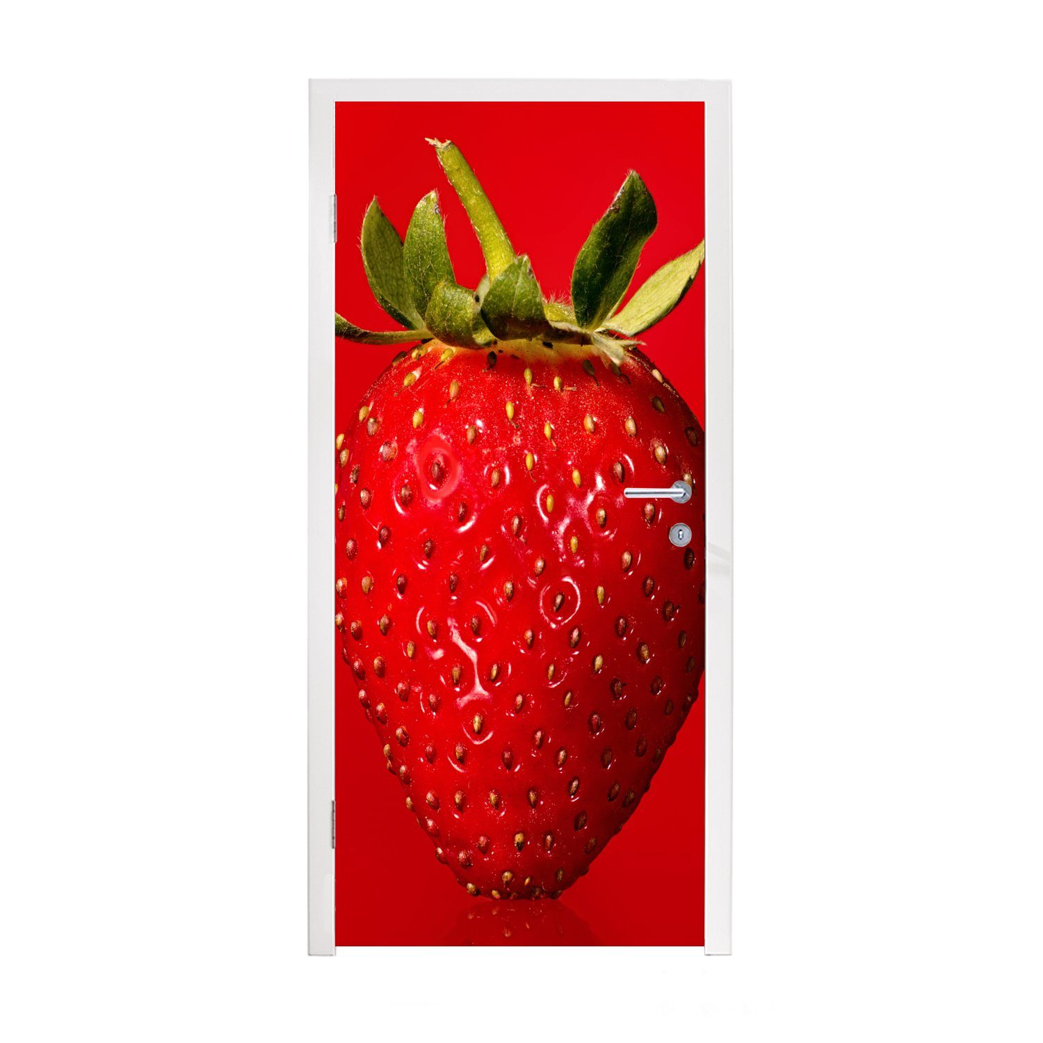MuchoWow Türtapete Erdbeere - Rot - Saatgut, Matt, bedruckt, (1 St), Fototapete für Tür, Türaufkleber, 75x205 cm | Türtapeten