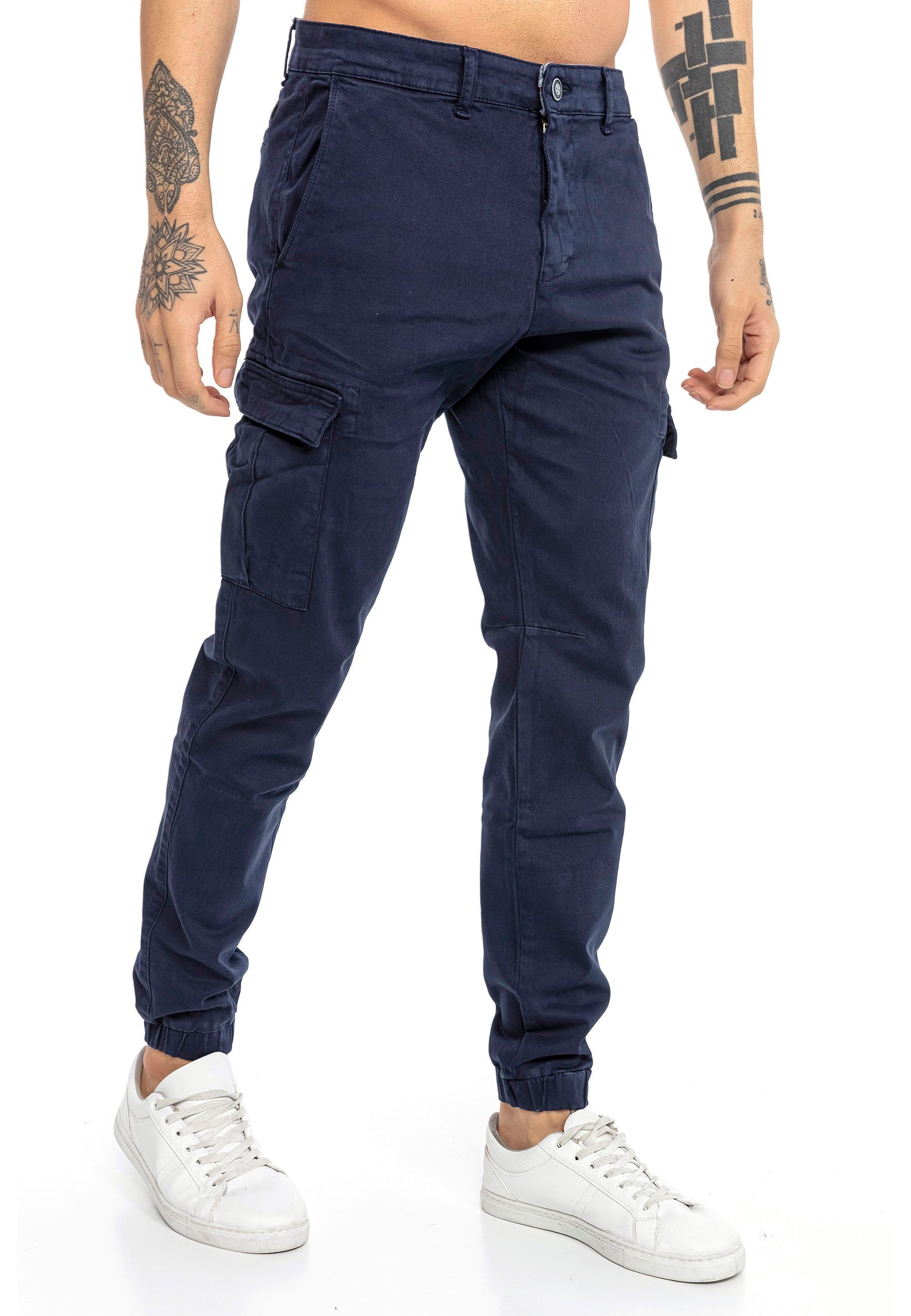 RedBridge Cargohose Stylische Jogger Jeans Cargo Hose Twill Navy Blau