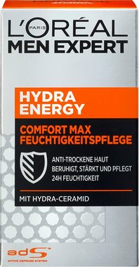 L'ORÉAL PARIS MEN EXPERT Feuchtigkeitscreme Hydra Energy Comfort Max, Feuchtigkeitspflege für sensible Haut, zieht schnell ein