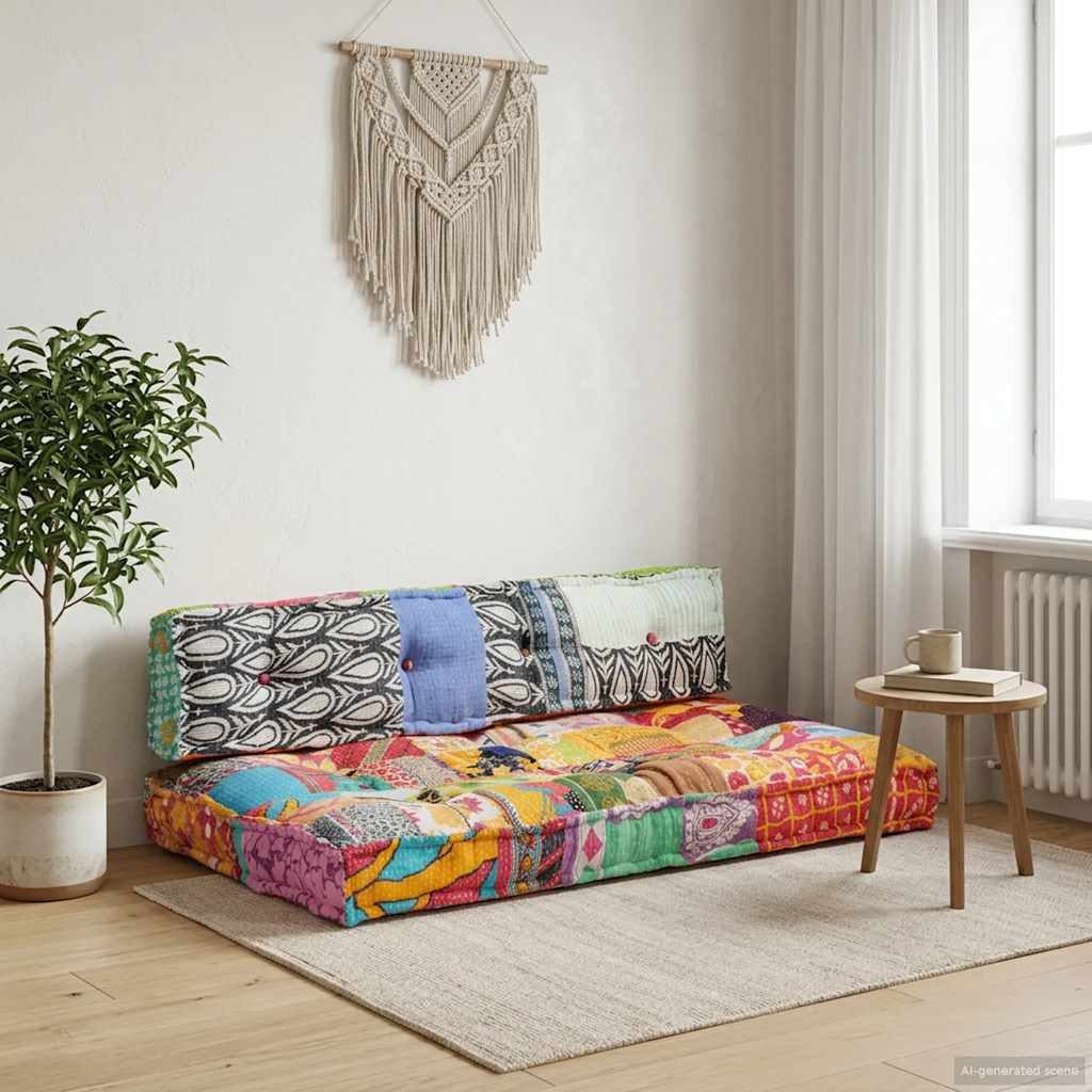 vidaXL Sitzauflage Palettensofa-Auflage Mehrfarbig Stoff Patchwork, (1 St)