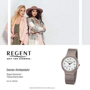 Regent Quarzuhr Regent Damen Herren-Armbanduhr silber grau, (Analoguhr), Damen, Herren Armbanduhr rund, mittel (ca. 36mm), Titanarmband