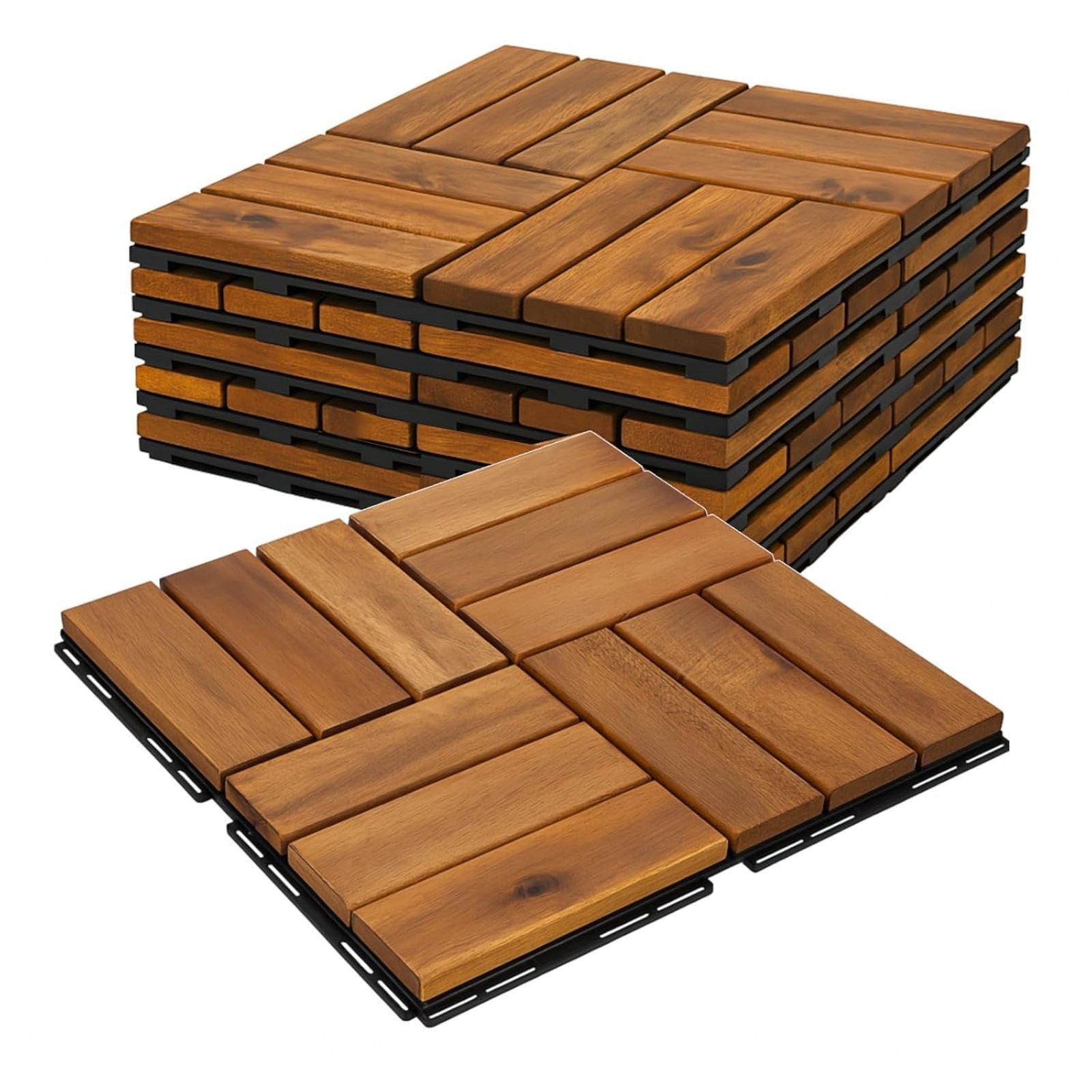 BURI Holzfliesen 6m² Akazie Terrassenfliese 30x30cm günstig online kaufen
