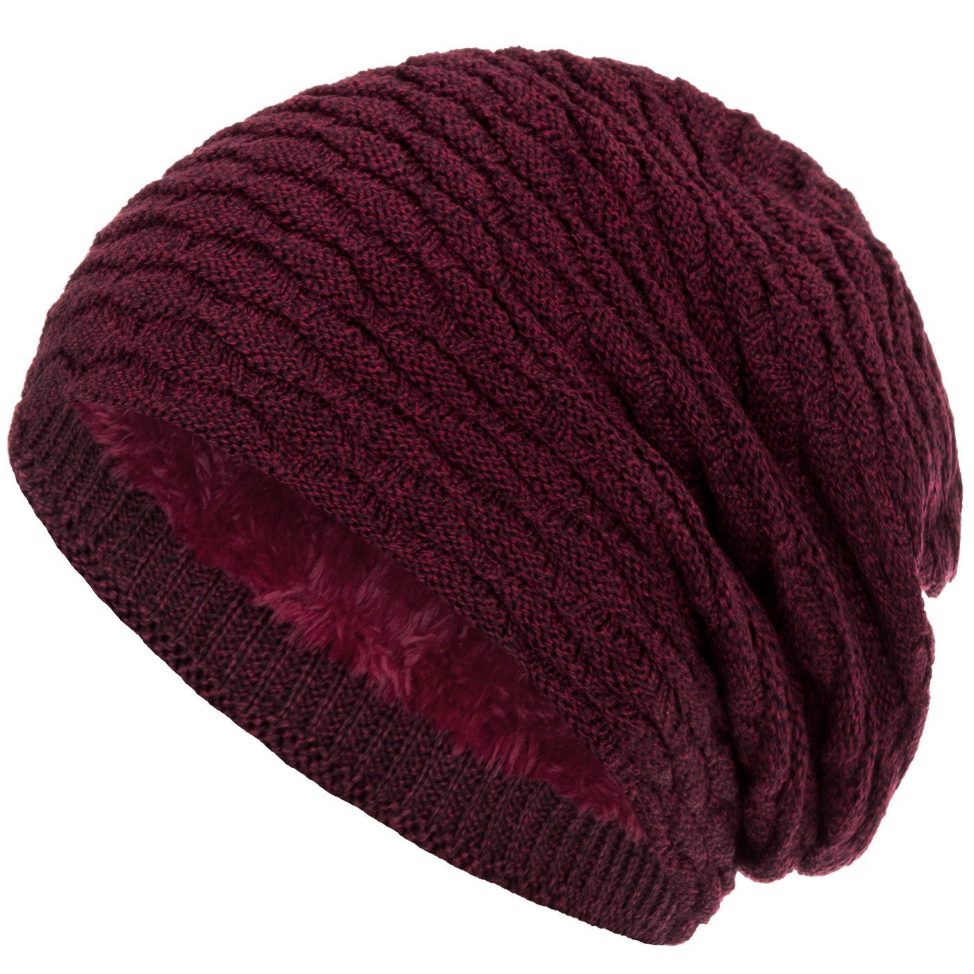 compagno Strickmütze (1-St) Wintermütze warm gefütterte Mütze mit Wabenmuster Beanie meliert