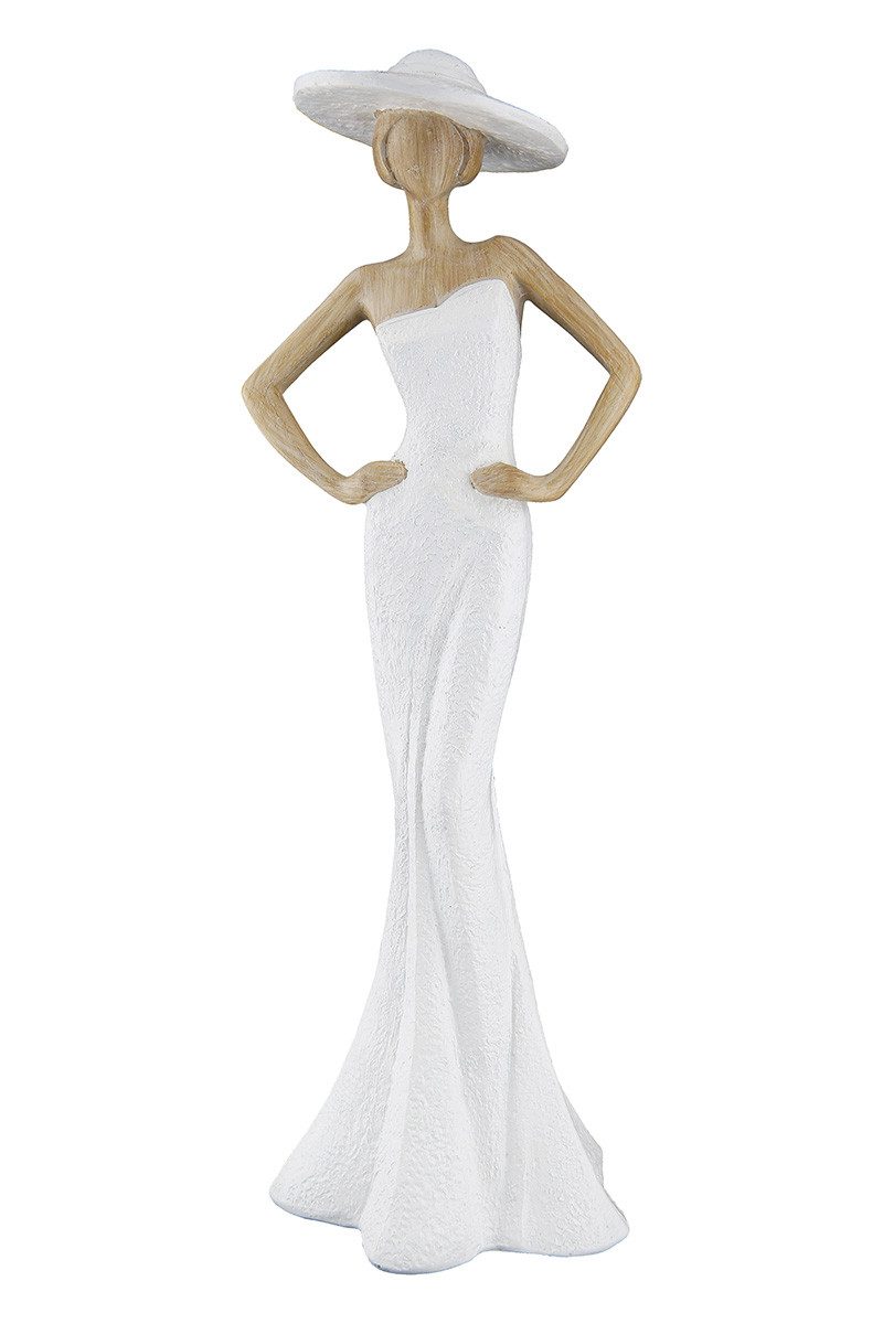 MF Dekofigur Dekofigur Solana Frau Mit Hut Weiß Holzoptik 30 cm (1 St) günstig online kaufen