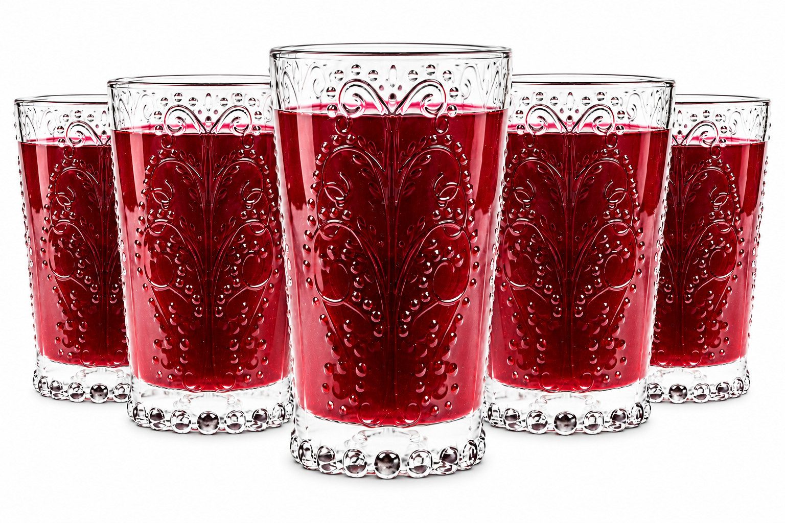 Sendez Tumbler-Glas 6 Trinkgläser mit Relief 350ml Cocktailgläser Longdrinkgläser, Glas