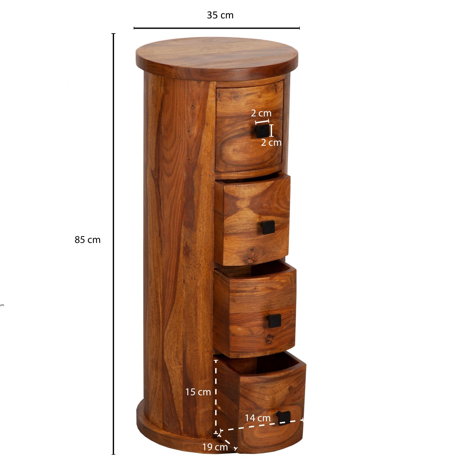 furnicato Sideboard Kommode Massivholz Walnuss Finish 35x85x35 cm Braun (1 St), Herausnehmbare Schübe Sideboard mit Ablagefläche für dein Wohnzimmer – Bild 4 von 5