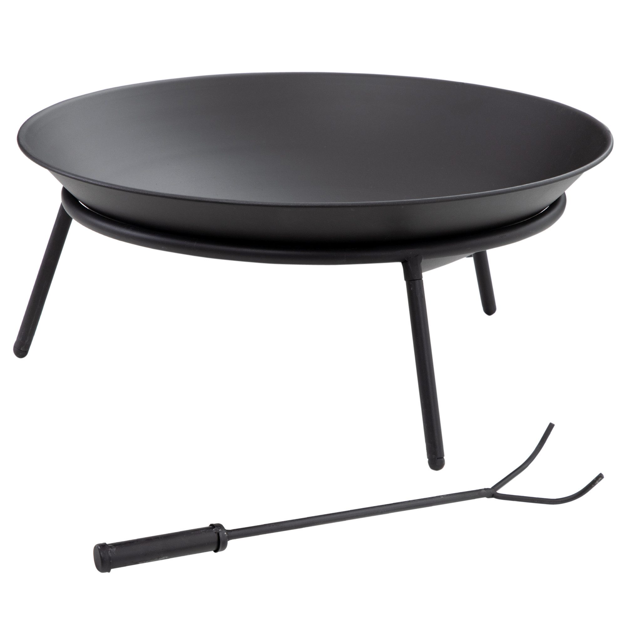 MC Star Feuerschale Feuerstelle aus Metall mit Schürhaken für Terrasse und Garten, (47 x 21 cm, Schwarz)