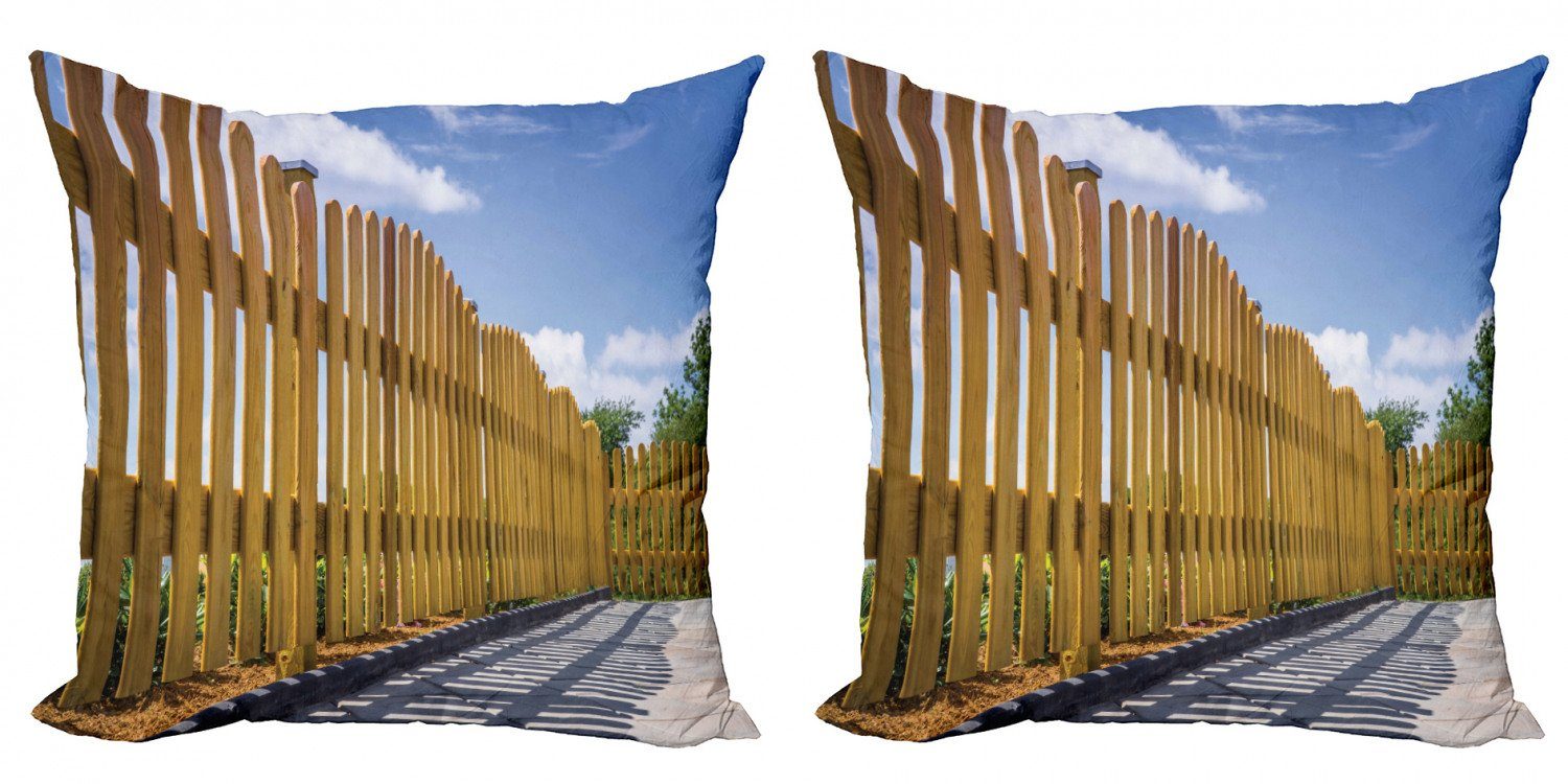 Kissenbezüge Modern Accent Doppelseitiger Digitaldruck, Abakuhaus (2 Stück), Zaun Terrasse im Sommer Tag Sky