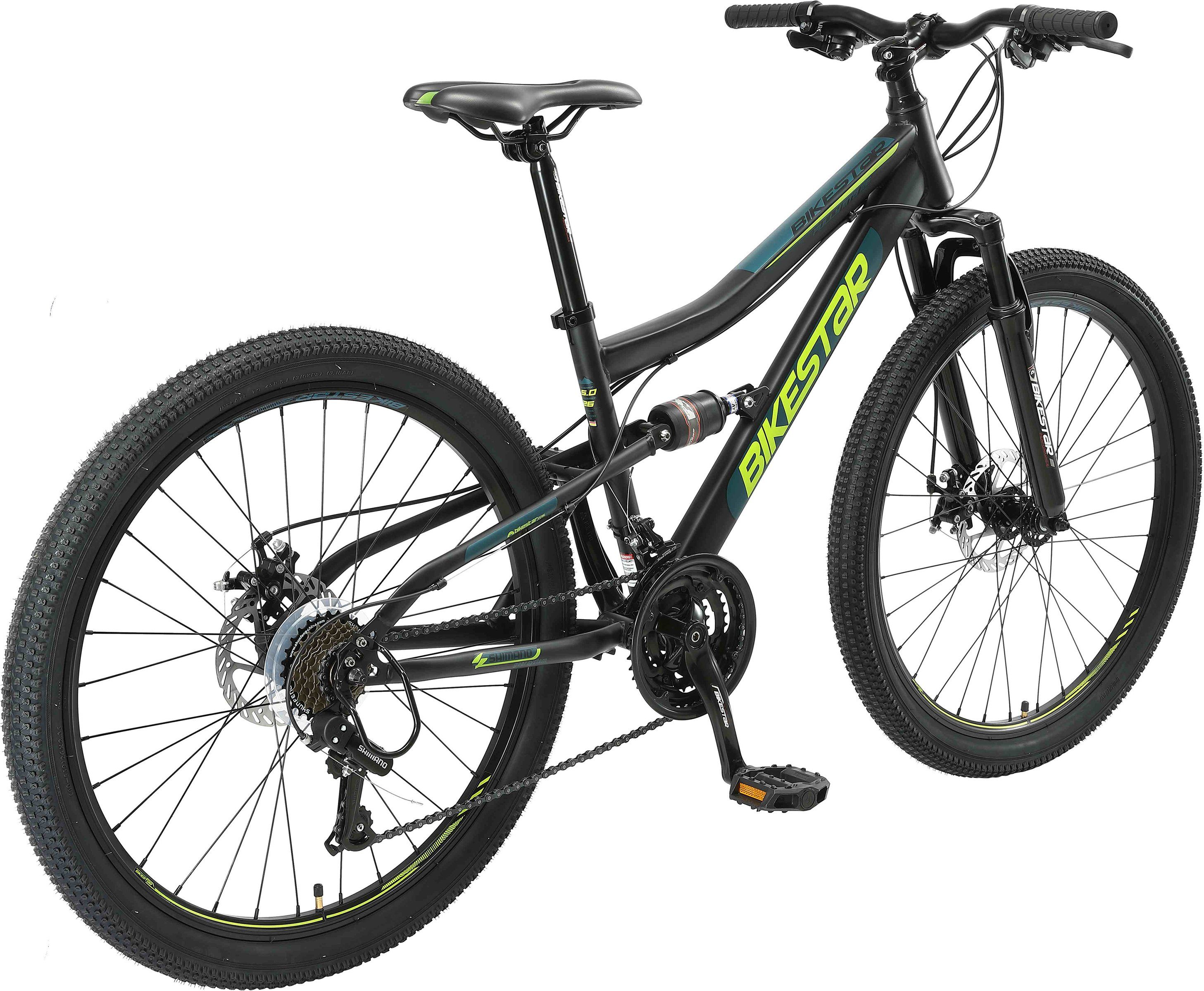 Bikestar Mountainbike, 21 Gang Shimano RD-TY300 Schaltwerk, Kettenschaltung, für Damen und Herren, Kettenschaltung