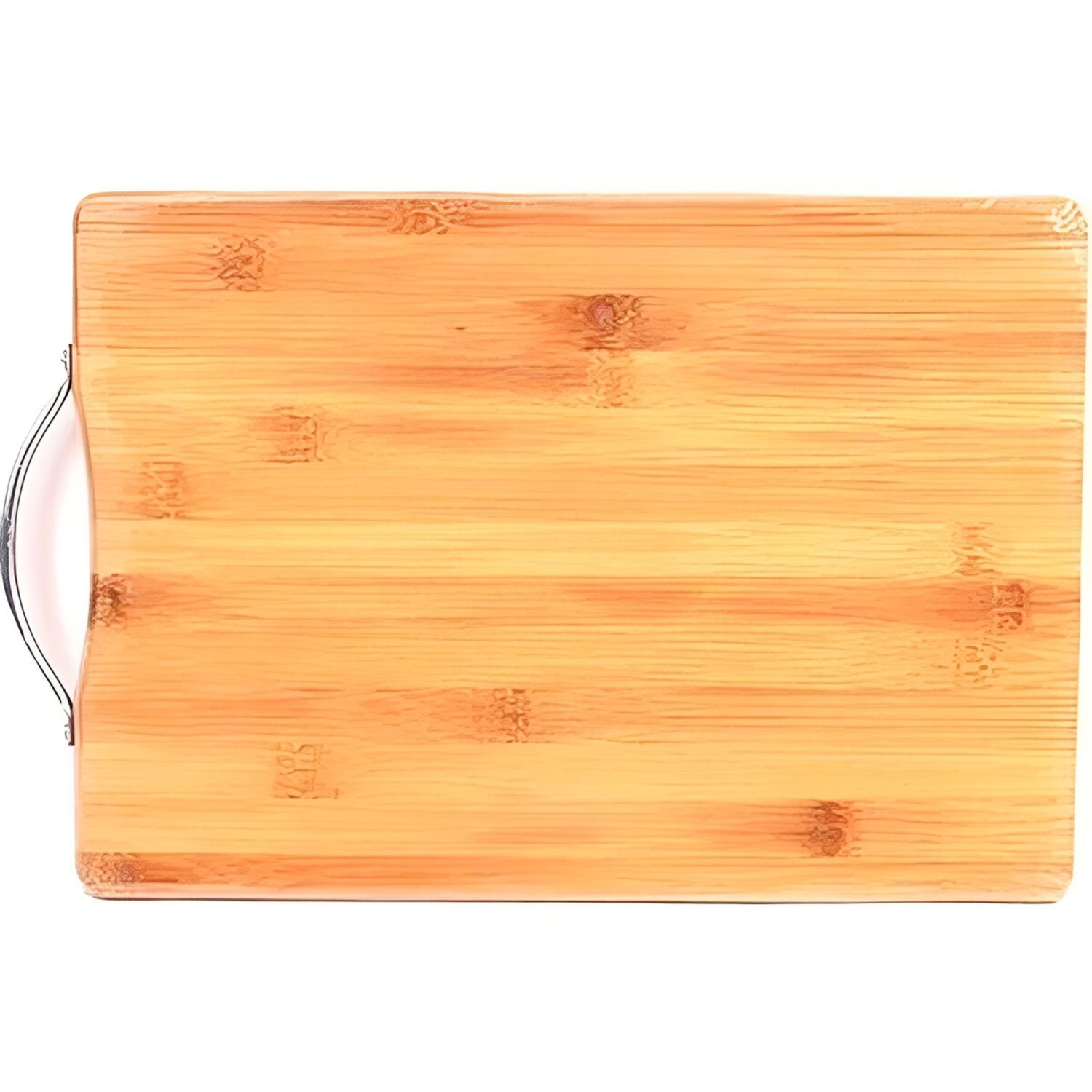 Jungengel Schneidebrett Bambus mit Metallgriff Robust 18mm Dick Holzbrett Servierbrett 24x34cm, (Einzelartikel, 1-St., Einzelnes Schneidebrett), Natürliches Bambus-Schneidebrett mit Metallgriff, 24×34 cm