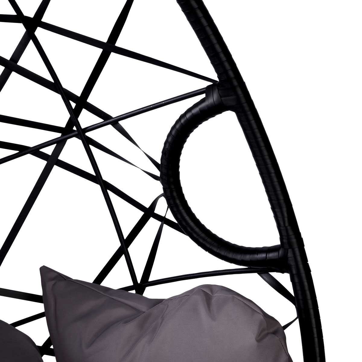 Hängesessel 2 Rattan Schwarz Float Hängestuhl in Indoor mit BRAST Hängeschaukel Farben Hängekorb, 120kg Gestell Kissen Hängematte & Outdoor Dicke Poly