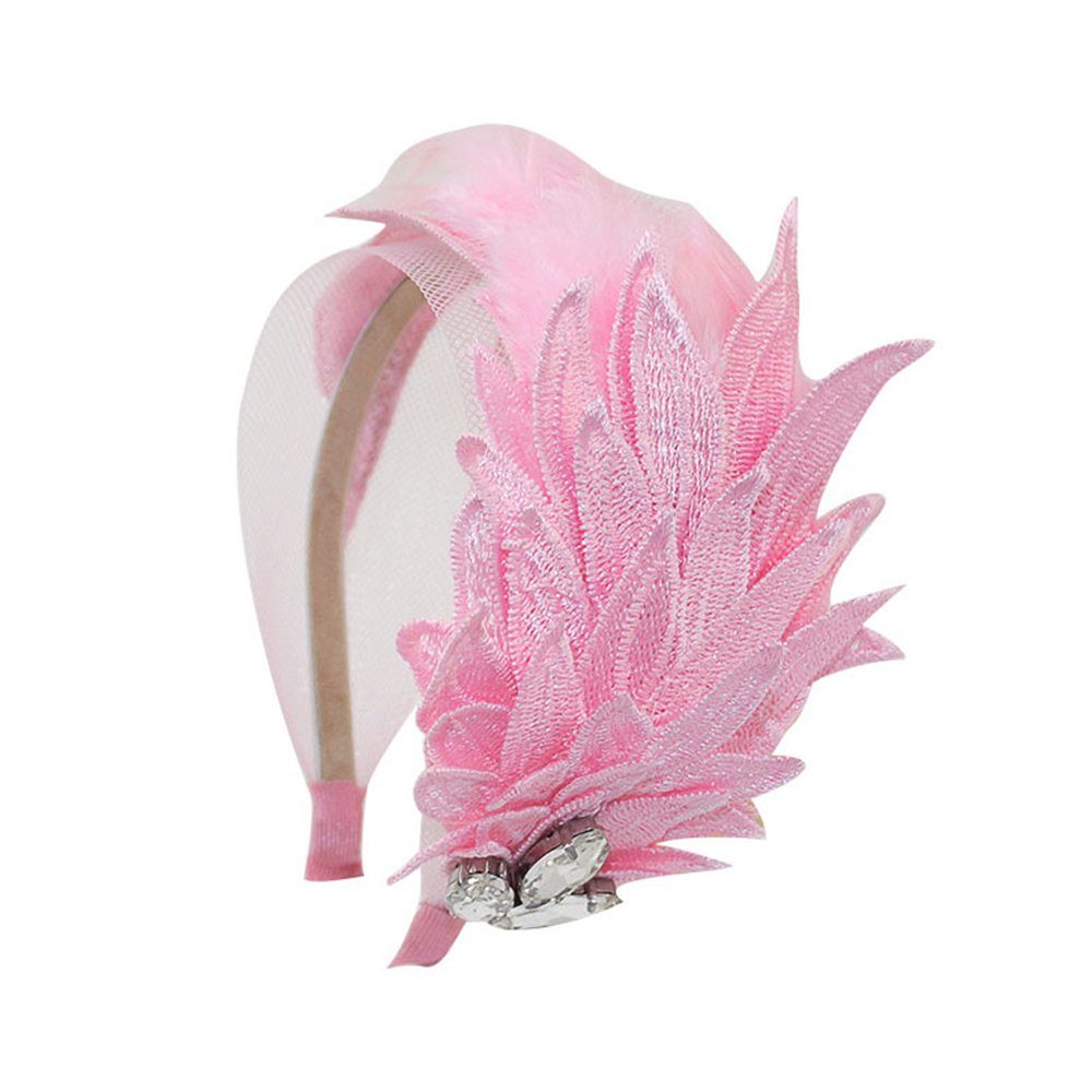 Stirnband, breitkrempiges Rosa Haarband 1-tlg. Foto-Stirnband, ZanMax Feder-Haarschmuck,