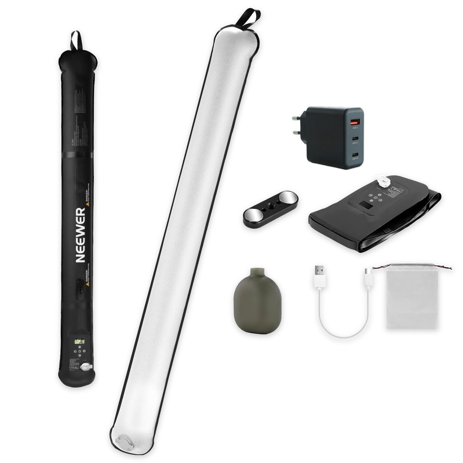 Neewer Videoleuchte Neewer Stablicht GC21B aufblasbare Bi-Color Leuchte mit Ladegerät, Vorteils-Set mit Ladegerät