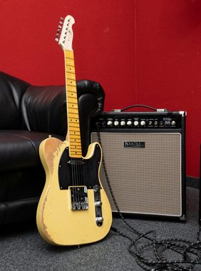 Rocktile E-Gitarre Vinstage TL-HMBB Vintage Blonde - Relic-Gitarre in Aged-Style, 2x Single Coil Pickup