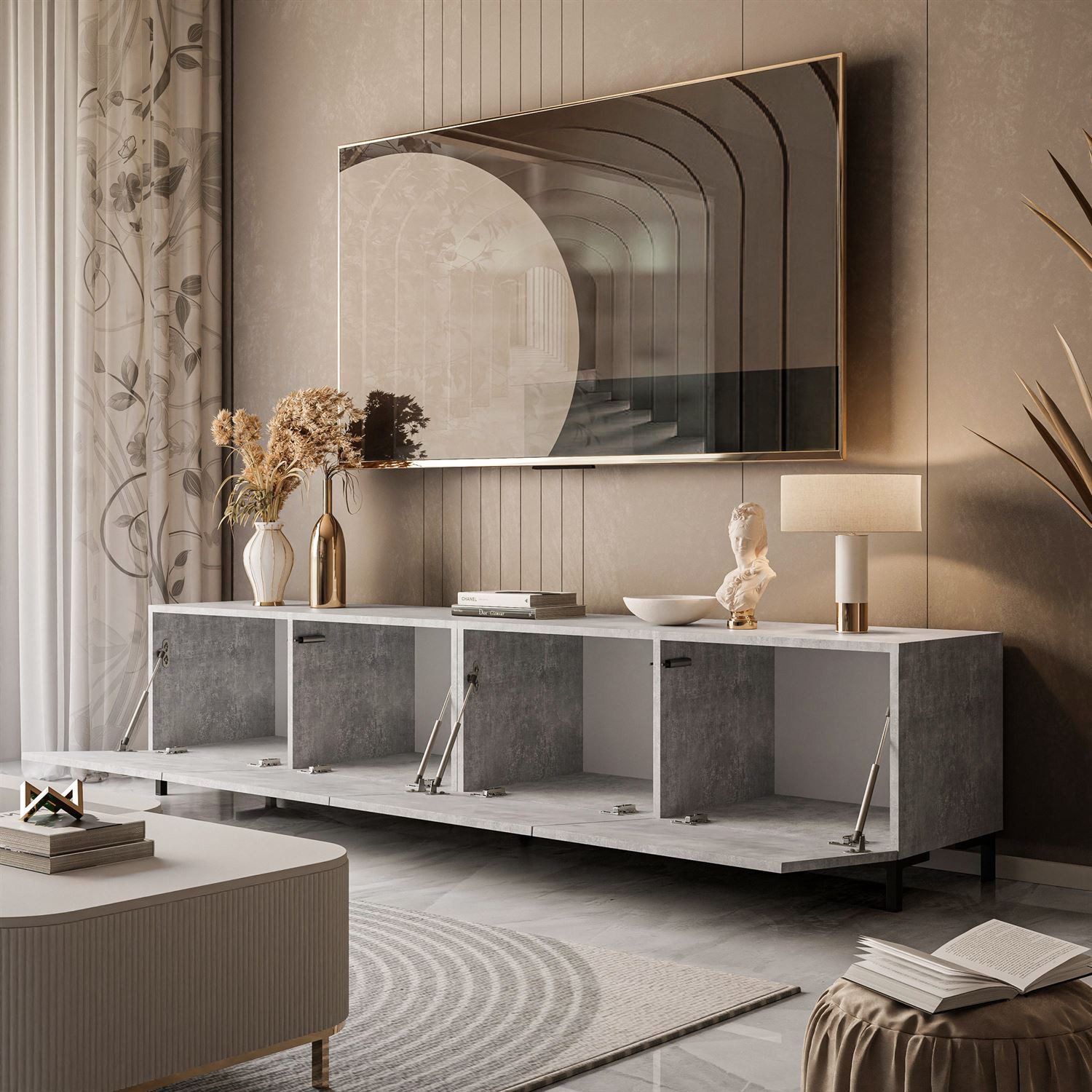 Lookway Lowboard COLGANTE BETON 200 TV-Schrank mit Beinen