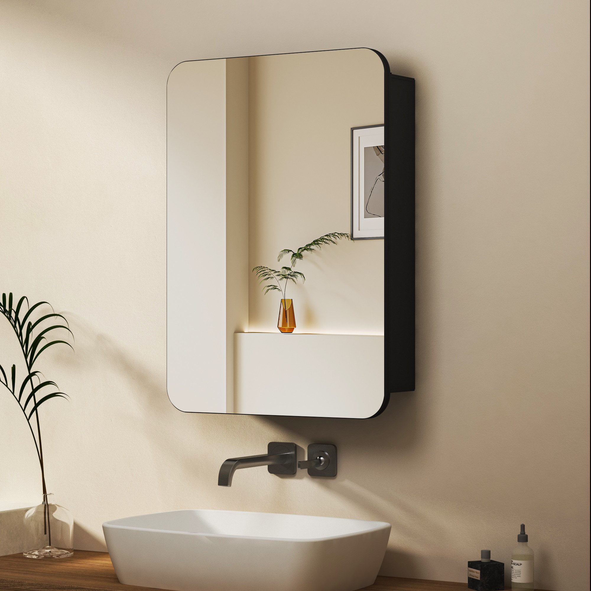 WDWRITTI Spiegelschrank Rechteckig Aluminium Wandschrank Hängeschrank Badsc günstig online kaufen