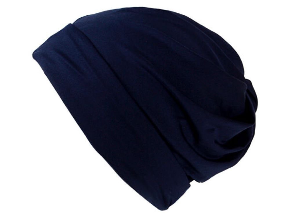 Tini - Schal einem Tuch Zopflochmütze Ponytail - und Tuch Slouch loop Beanie - dunkelblau / Zopflochmütze Schlauch in Shirts Beanie Long Beanie Mütze
