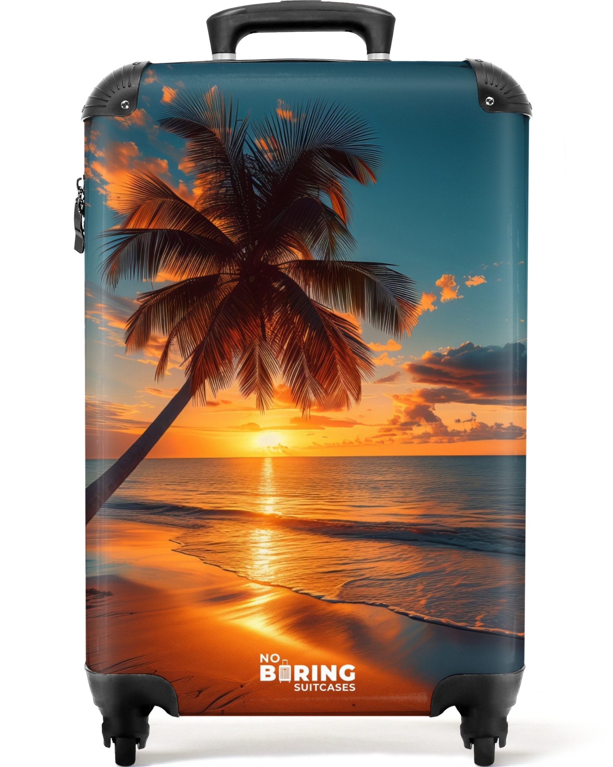 NoBoringSuitcases.com© Hartschalen-Trolley Palme bei Sonnenuntergang 55x35x günstig online kaufen
