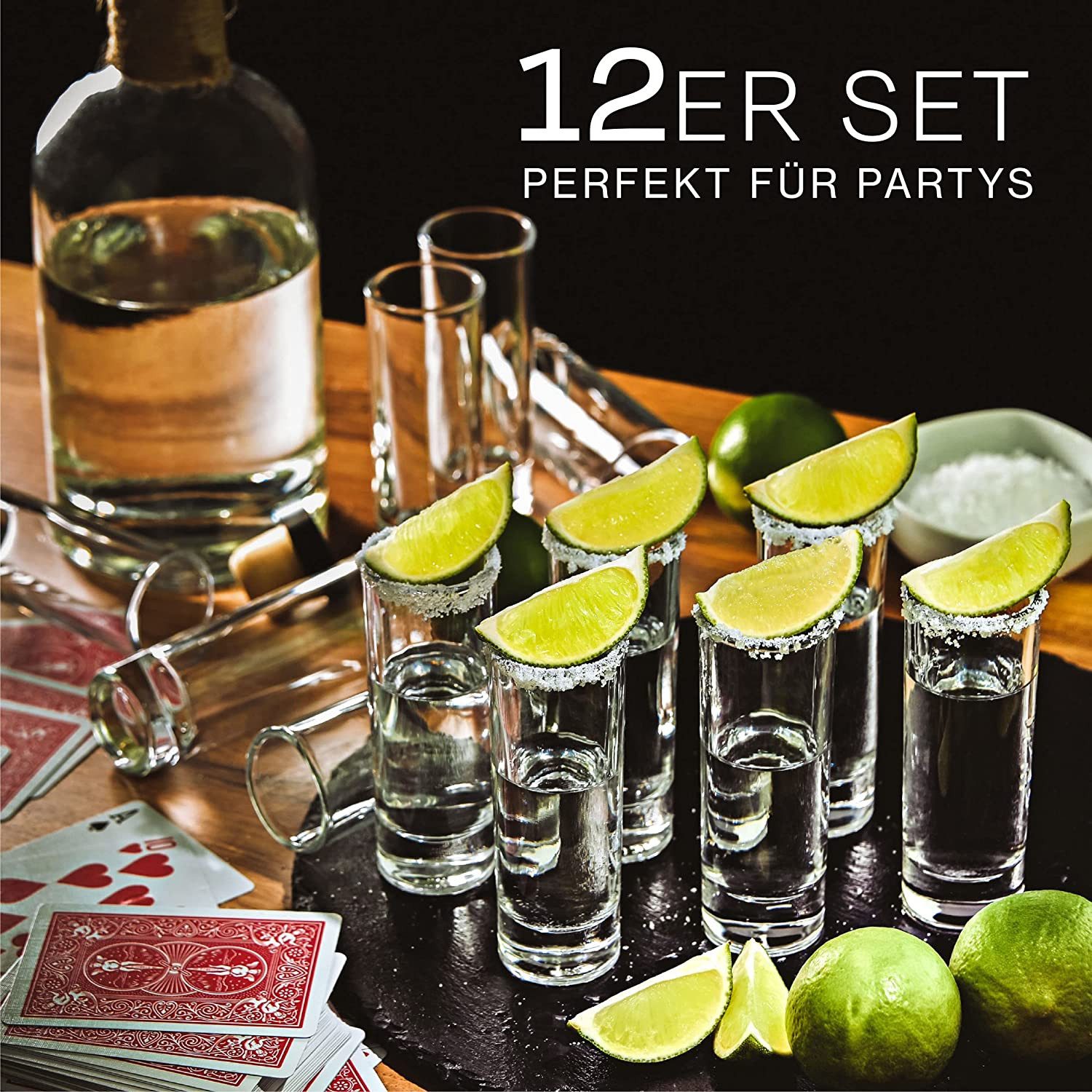 Praknu Schnapsglas 12 Келихи для шнапсу Hoch aus Glas 5cl - Spülmaschinenfest - Standfest, 12-tlg., Glas, Party