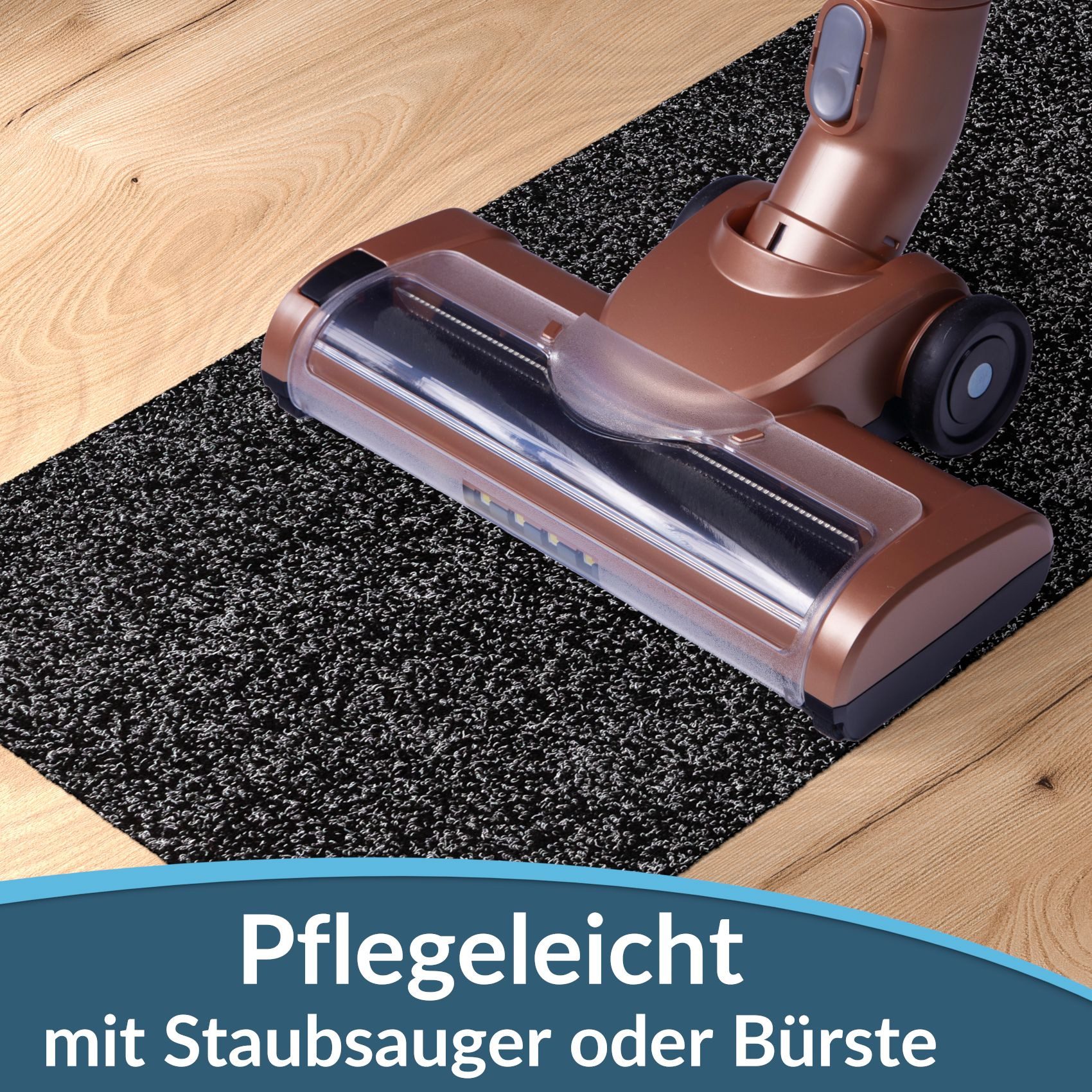 ANRO Fußmatte POET Schuhparkplatz schmal Schmutzfangmatte Unifarben, eckig, Höhe: 3 mm, Schuh-Abstellplatz rutschfest 25x60cm Kräusel Schwarz wasserdicht – Bild 4 von 5