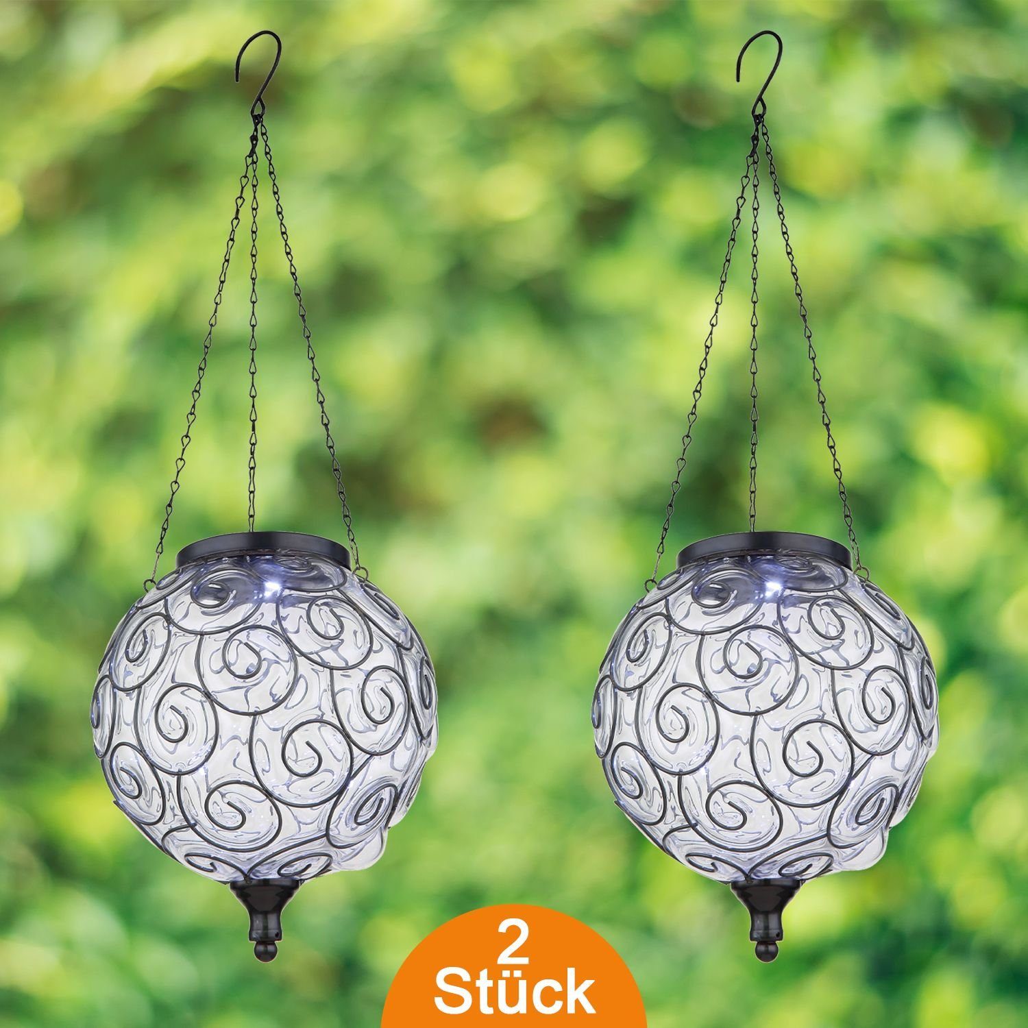 bmfversand LED Solarleuchte Solarleuchte Garten Kugel 2er Set 20cm