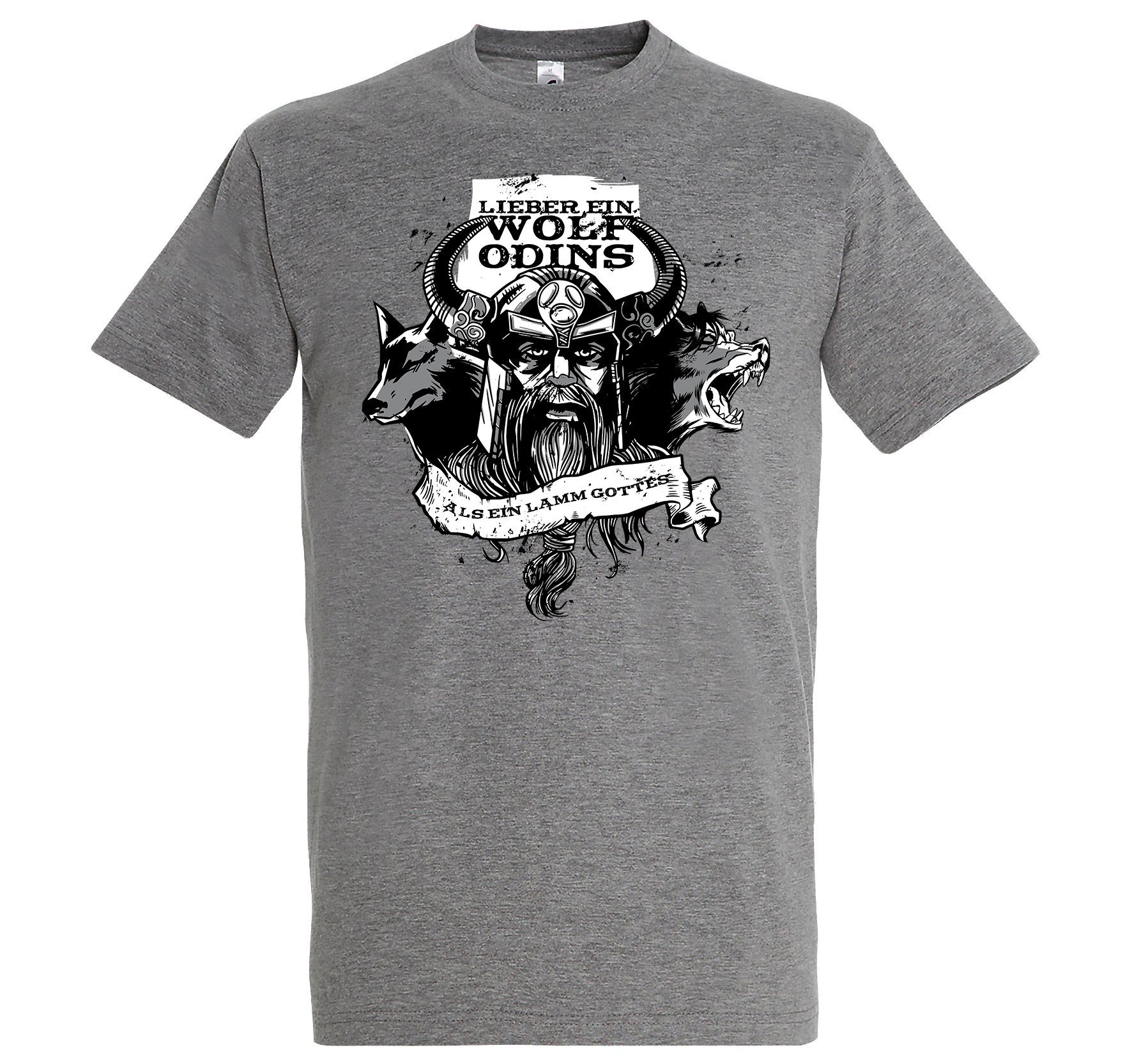 T-Shirt Print-Shirt Spruch ein mit Herren Grau Youth lustigem Designz "Lieber Odins" Wolf