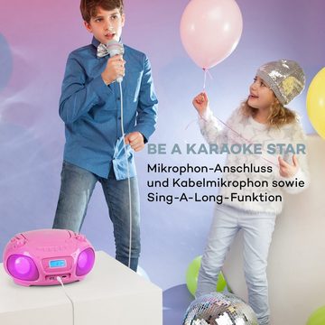 Auna Roadie Sing CD Boombox Stereoanlage (FM-Radio, Kinder CD Player tragbar Musikbox Bluetooth CD Spieler Radio Soundbox)