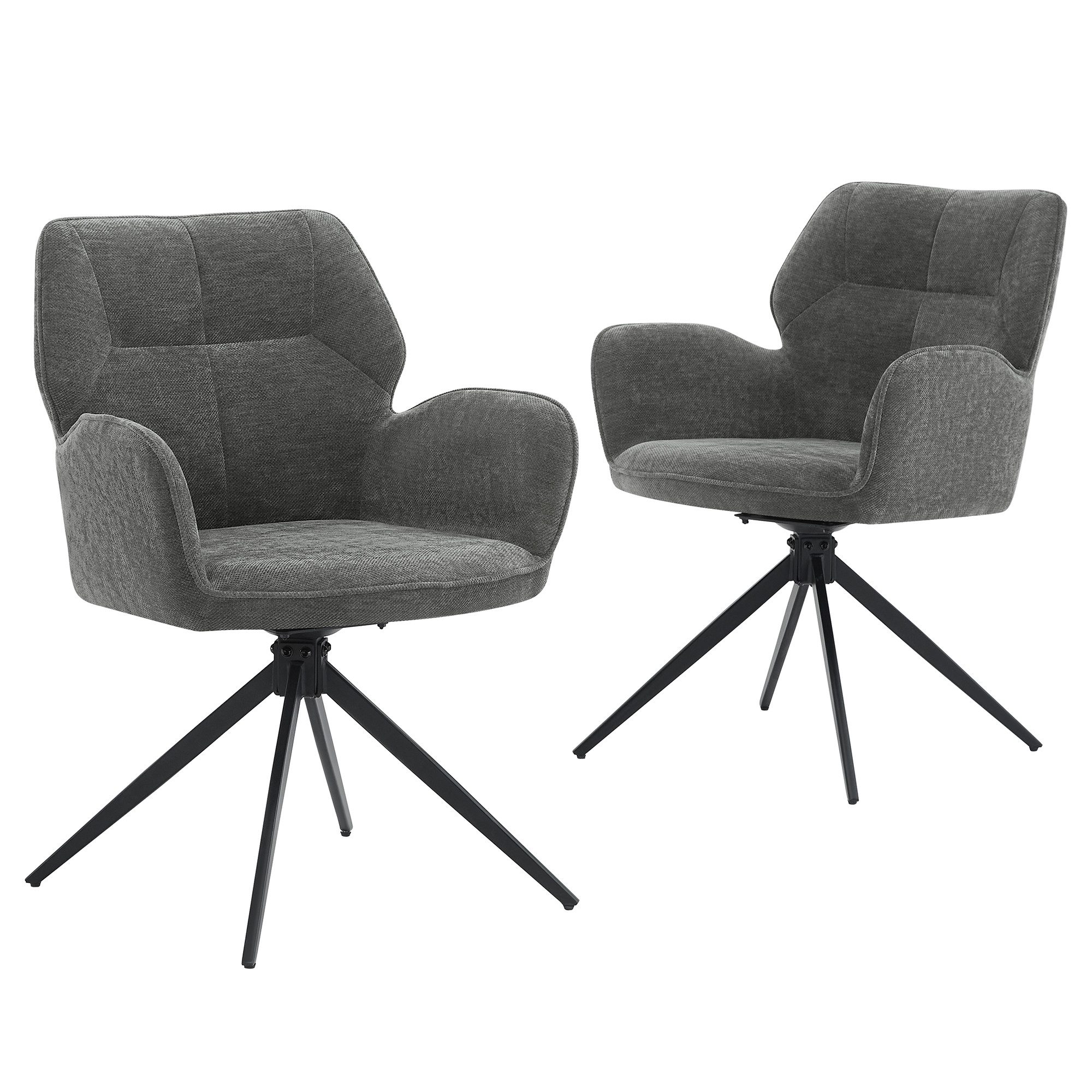 FANNOU Drehsessel mit Metallbeinen, 2er-Set, Freizeitstuhl, samtähnlicher Stoff