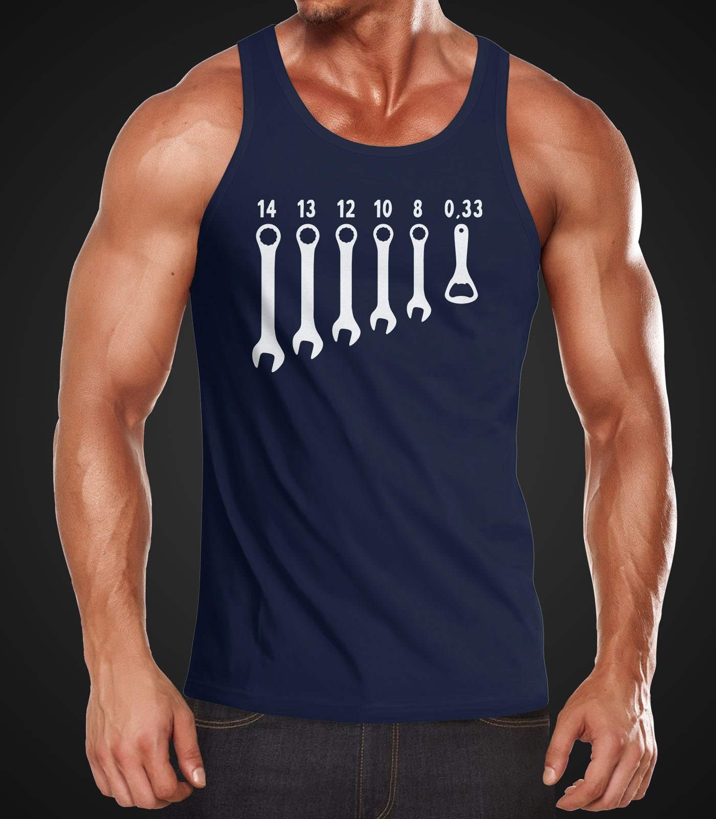 MoonWorks Tanktop Herren Tanktop Bieröffner Flaschenöffner Schraubenschlüssel Muskelshirt Achselshirt Moonworks® mit Print – Bild 2 von 2