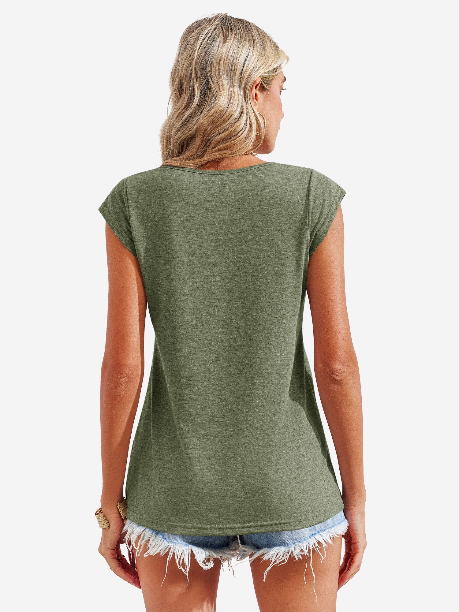 Imily Bela T-Shirt Damen Lässige Basic Tops mit lockerer Passform (Packung, 1-tlg., 1per-Pack) einfarbig – Bild 3 von 5
