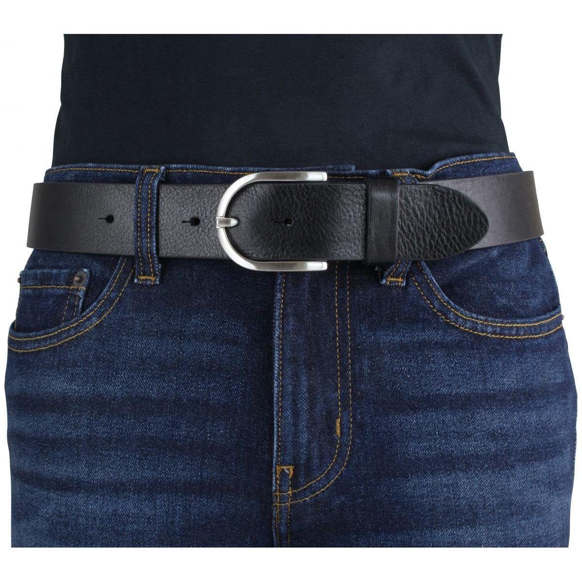 BELTINGER Ledergürtel Damen-Gürtel - Jeans-Gürtel Marine, für 4 - Damen 40mm Vollrindleder cm aus Vo Silber