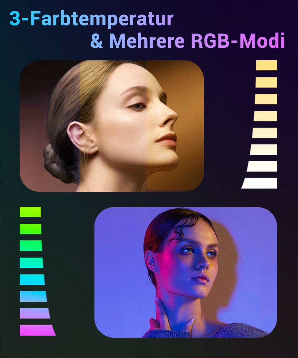 Quntis 3 in 1 Handy Stativ(max.1.7m)mit Bluetooth Fernbedienung,RGB-Fülllicht Kamerastativ (3in1 Handy/Kamera Stativ für Selfie, Reisen, Vlog( 360° Drehbar)