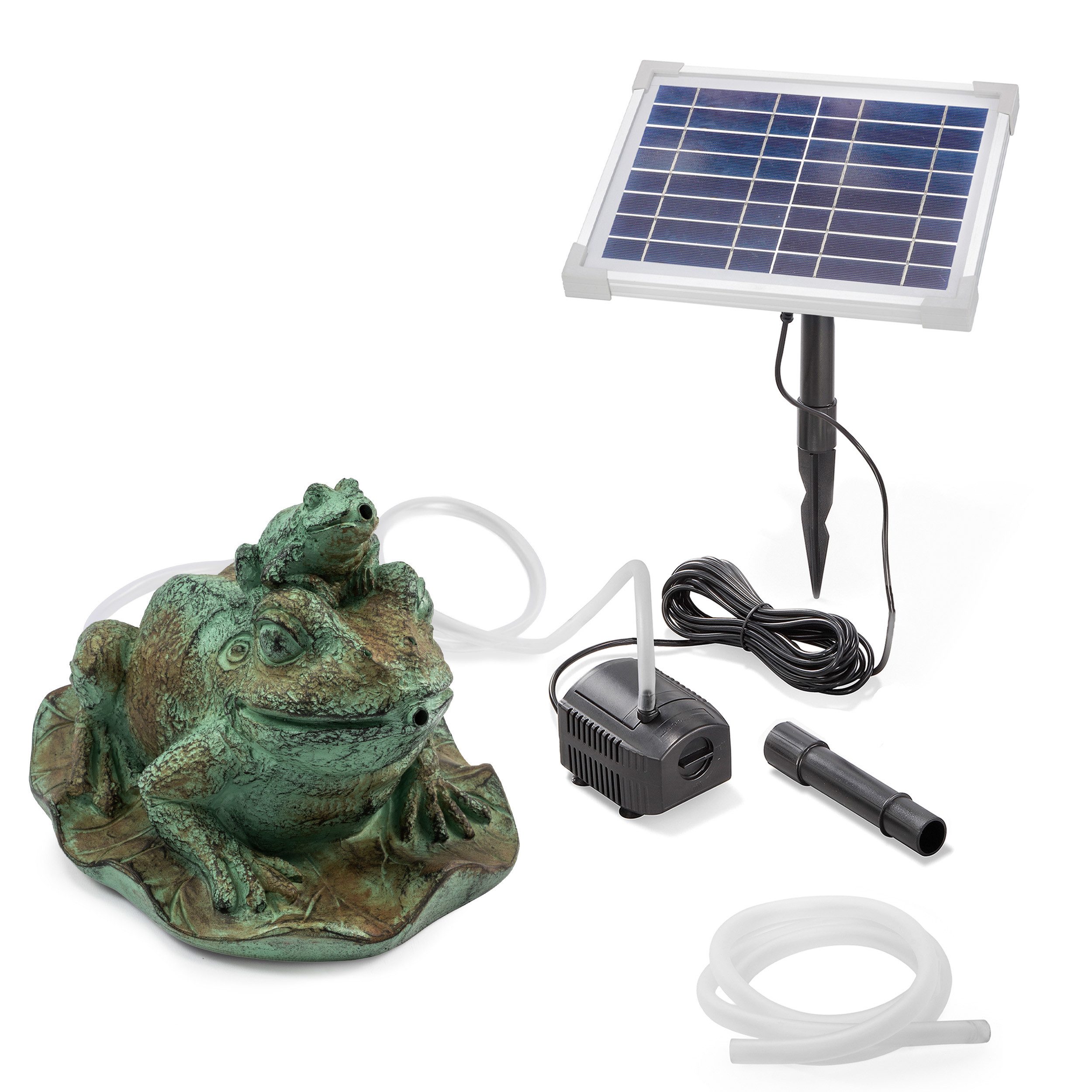 esotec Wasserspeier Solar Komplettset Frosch Bruno & Pip Wasserspiel mit Teichpumpe 101677 (Komplettset)