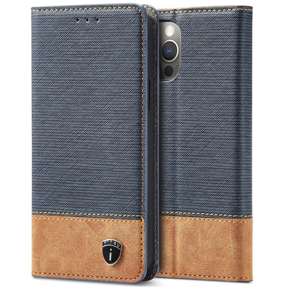 FITSU Handyhülle Handytasche für iPhone 12 Hülle 6,1 Zoll, Handyhülle für iPhone 12 Schutzhülle, Flip Case mit Kartenfach Cover