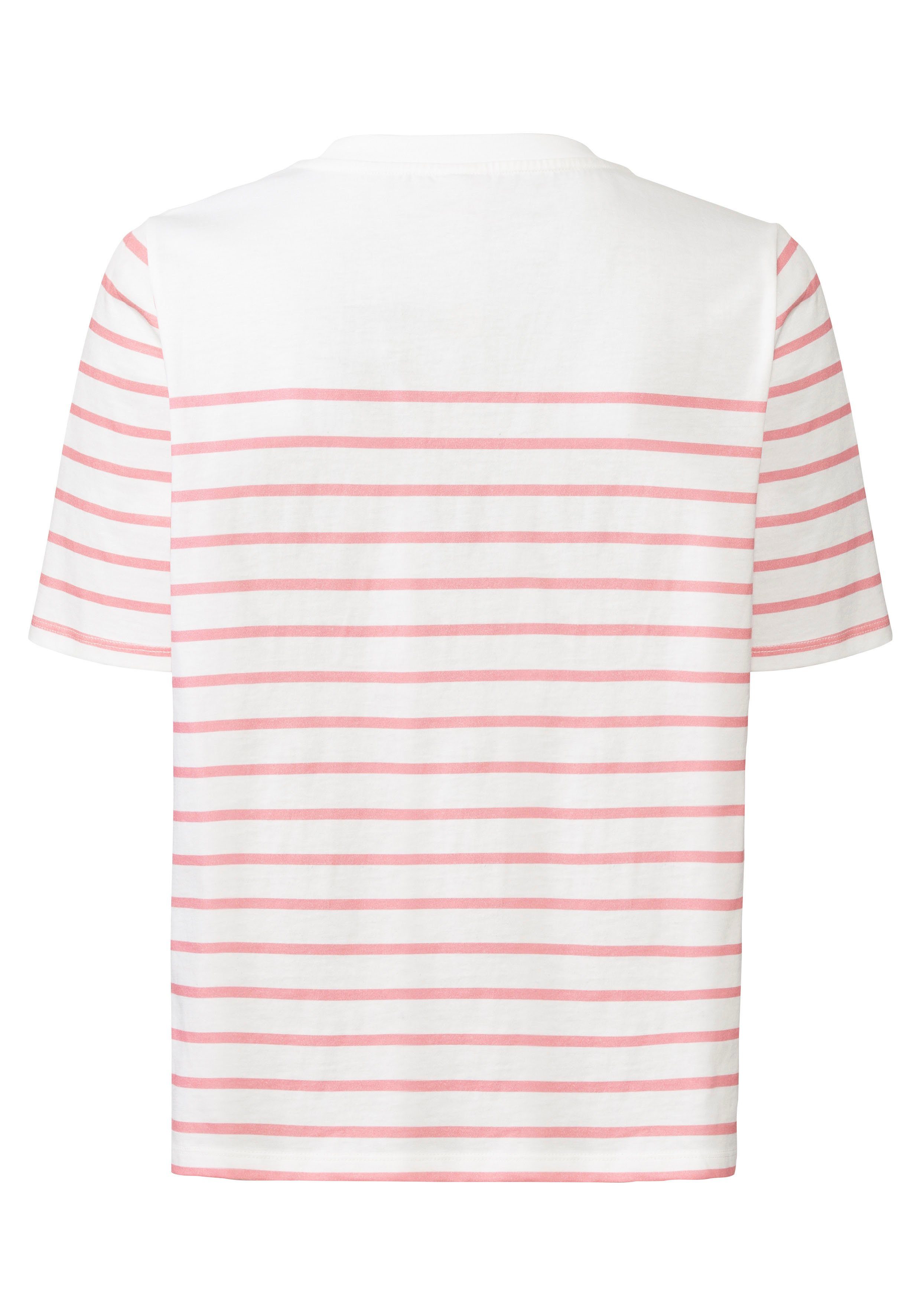 weiß-rosé gestreift T-Shirt Streifen mit LASCANA