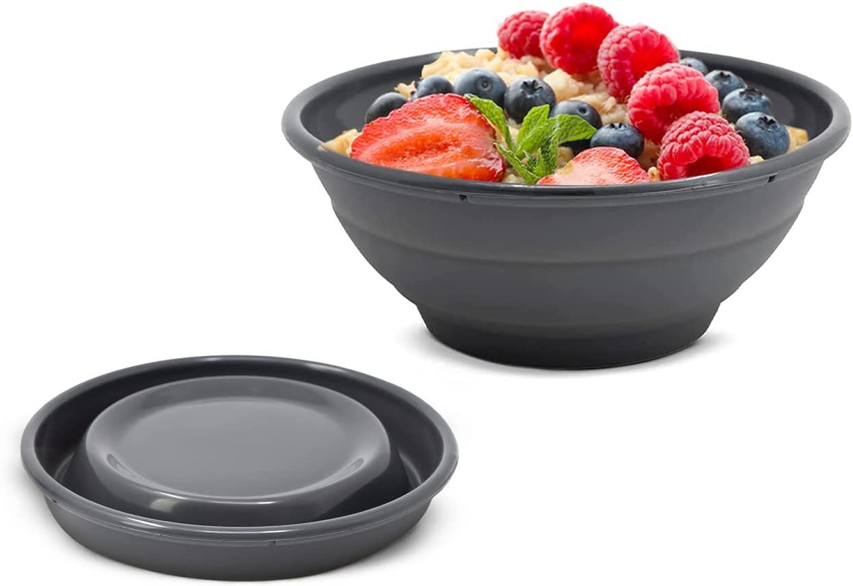 Coolinato Schüssel Faltbare Silikonschüssel in grau, 100% Platin Silikon, Platzsparendes Küchenutensiel, Ø 16cm – Bild 5 von 5
