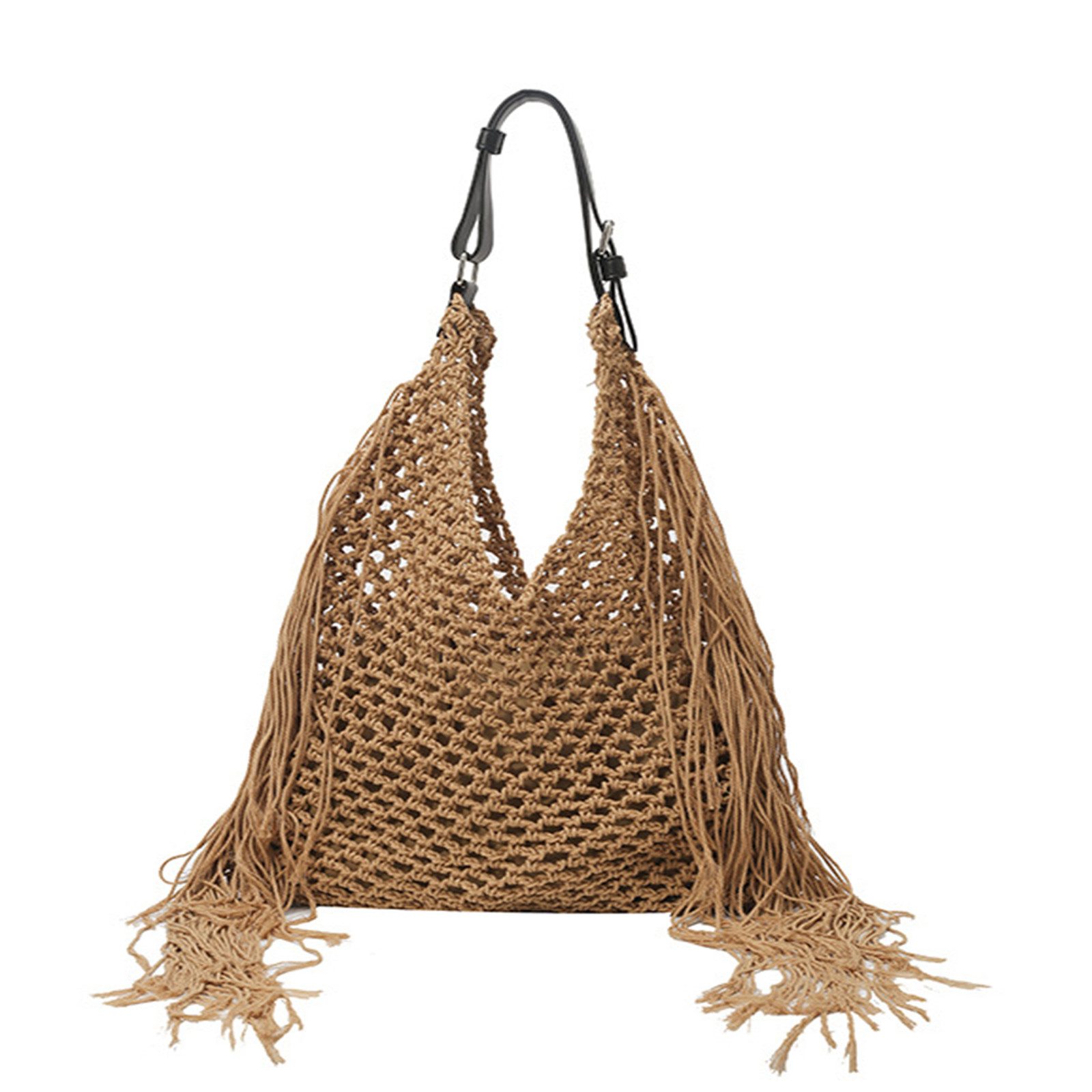MOPUEA Strandtasche Boho Schultertasche Damen Fransen Häkeltasche Strand Shopper (Reisebehälter Set für Kosmetik und Pflegeprodukte, 16-teiliges Reiseset mit Flaschen, Dosen und Zubehör), Auslaufsicher, BPA-frei, platzsparend und wiederverwendbar