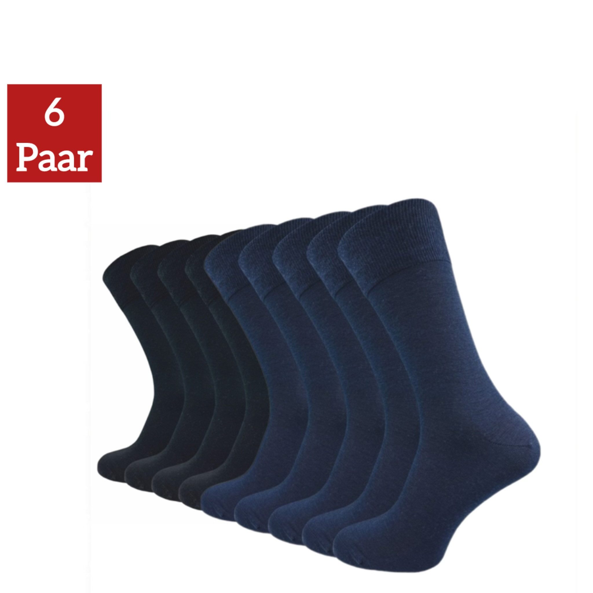 Businesssocken (6 Paar) aus Merinowolle für Damen ohne drückende Naht mit Komfortbund