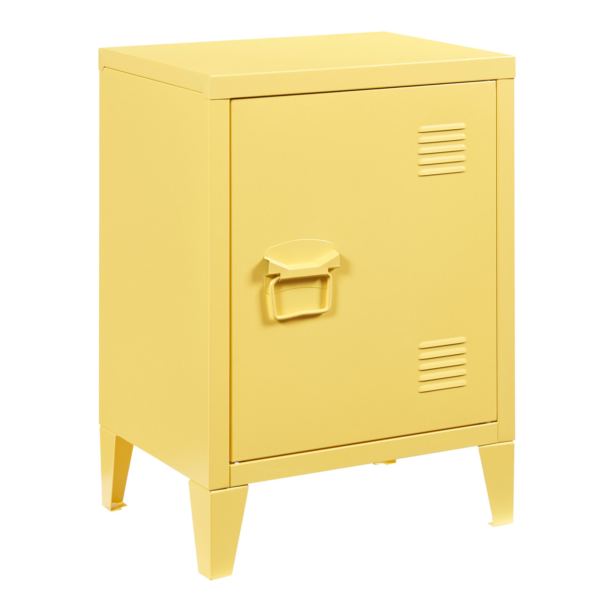en.casa Nachtschrank (1-St) »Inari« mit Türgriff links Stahl 57 x 40 x 30 cm Gelb