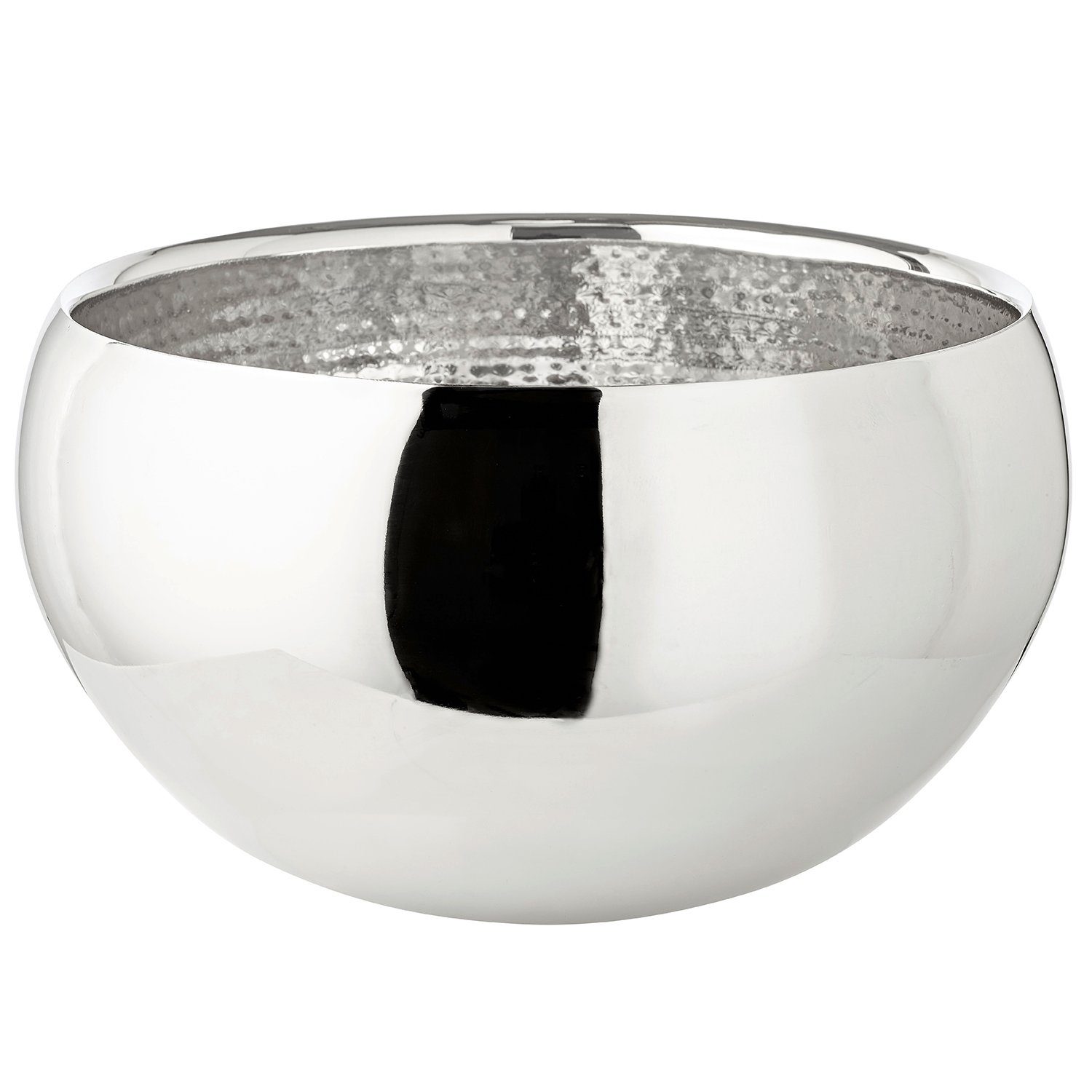EDZARD Servierschale Enea, Edelstahl, Silber-Optik, innen gehämmert, hochglanzpoliert, H 20 cm