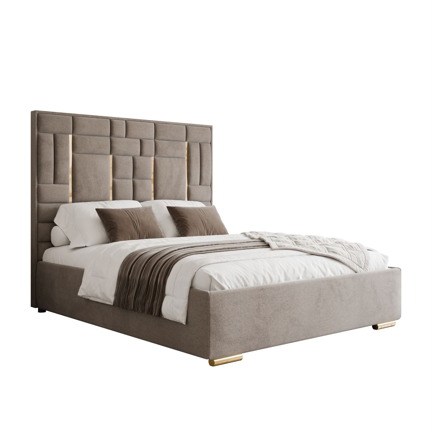 Lookway Polsterbett BRIGITTE GOLD mit Bettkasten (Bett mit Metallgestell)