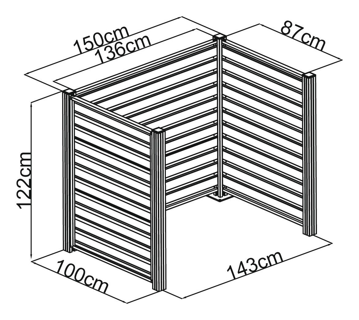 Thumbnail - Floraworld Mülltonnenbox, Mülltonnen-Einfassung Aluminium 2 x 240 Liter 150 x 115 x 122 cm
