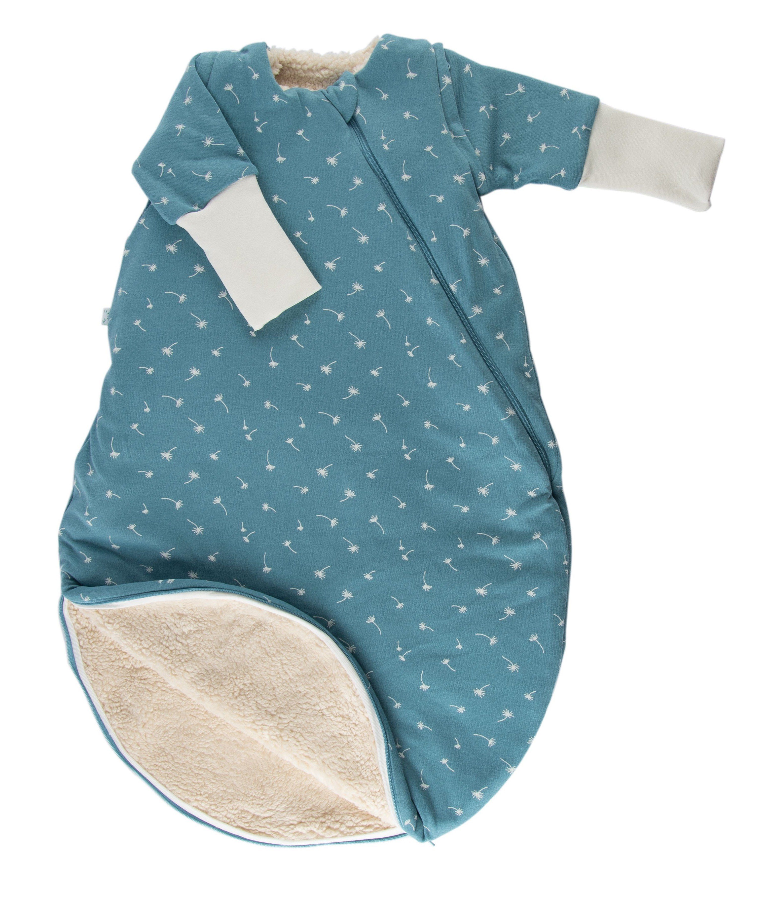 Popolini Babyschlafsack Vario Winter aus Bio Baumwolle, mit abnehmbaren Ärmeln Blau